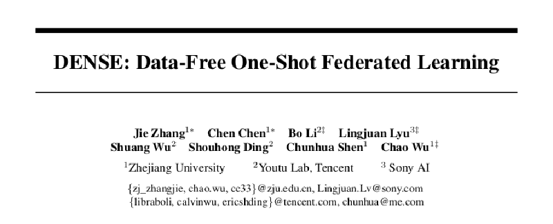 Featured image of post 读DENSE： Data-Free One-Shot Federated Learning